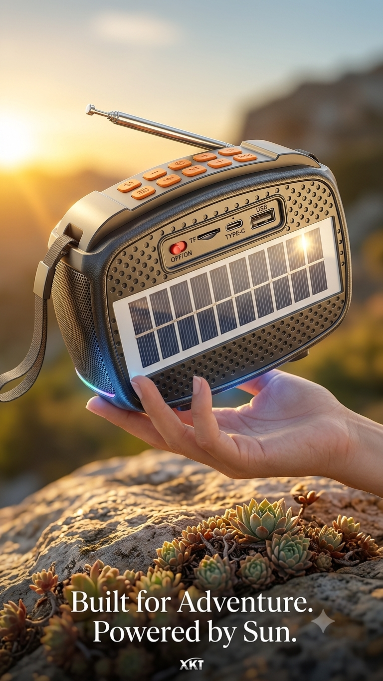 Room Solar Bluetooth speaker With FM Radio With Antenna High Quality Base