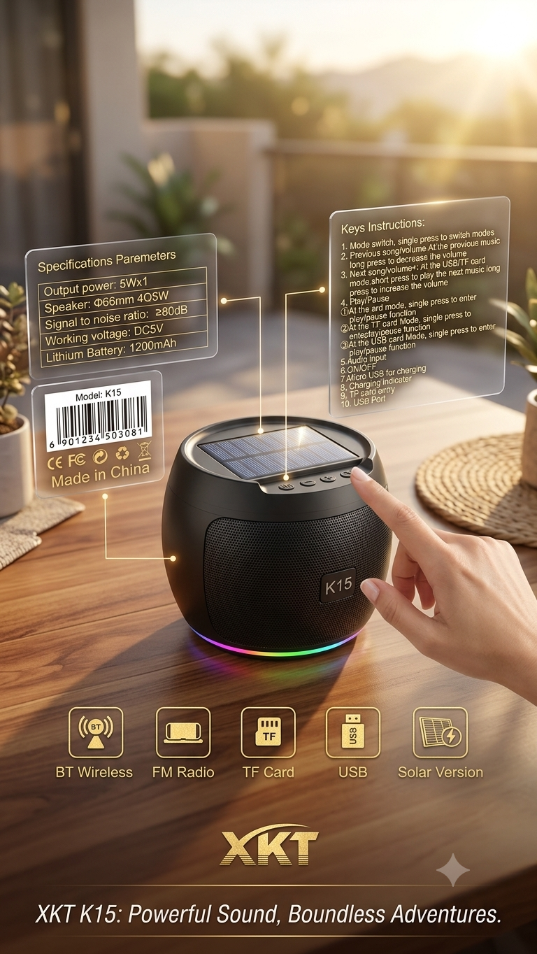 Room Portable Solar Speaker with Fm with Antenna with High Base Quality